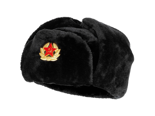 Czapka uszatka - czarna - M