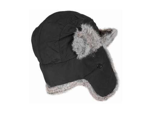 Czapka uszatka - czarna - S