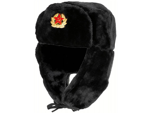 Czapka uszatka - czarna - XL